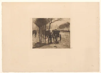 Wachtende rijtuigen op de Victoria Embankment in Londen