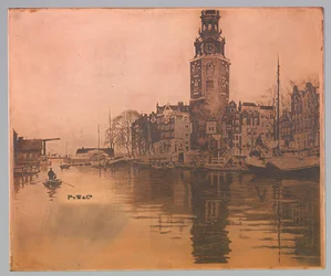 Oude Schans mit Montelbaanstoren und Ruderboot