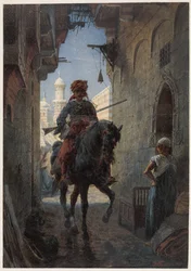 Türkischer Reiter in einer Stadt