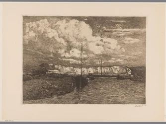 Dünenlandschaft mit Sandgrube und Booten