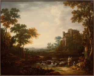 Landschaft mit Ruinen und Figurenstaffagen