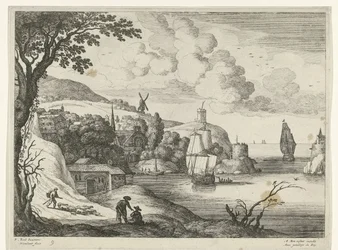 Dorf an einer Bucht (Italienische Landschaften)