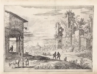 Landschaft mit dem barmherzigen Samariter bei der Herberge