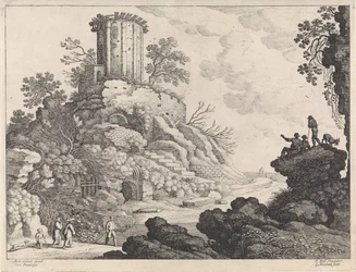 Landschaft mit der Ruine eines Tempels
