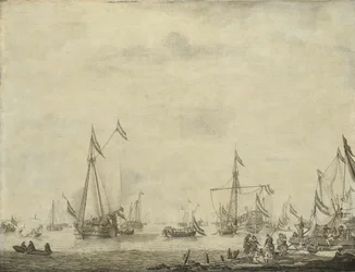 Königliche Yacht und Staatsyacht segeln von Moerdijk mit Karl II.