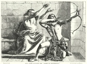 König Joasch schießt den Pfeil der Erlösung (Stich)