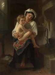 Junge Mutter, die ihr Kind betrachtet, 1871