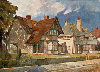 Arbeiterhäuser in Bournville, nahe Birmingham