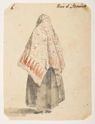 Frau in Rio de Janeiro. aus einem Album mit 372 Zeichnungen von Landschaften, Küstenlinien, Kostümen und Alltagsleben, erstellt während der Botschaft von Lord Macartney an den Kaiser von China, zwischen 1792 und 1794