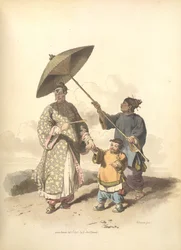 Eine chinesische Dame und ihr Sohn