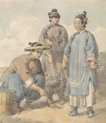 Drei chinesische Straßenverkäuferinnen
