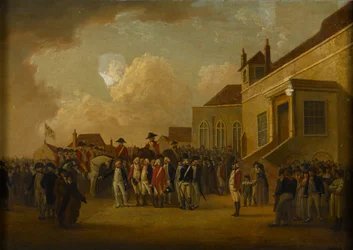 Friedrich August, Herzog von York, inspiziert Truppen in Flandern, ca. 1794