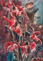 Die 5. Division stürmt durch Eskalation die Wälle von San Vincente bei der Einnahme von Badajoz, 6. April