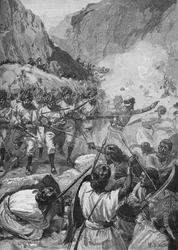 Die Punjabis, nach einem Schuss, stürmten sie mit dem Bajonett