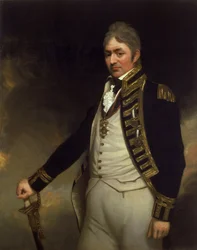 Porträt von Konteradmiral Sir Thomas Troubridge (ca. 1758-1807), trägt die Saint Vincent und Nil-Medaillen (bezüglich der Schlacht von Abukir, Ägypten)