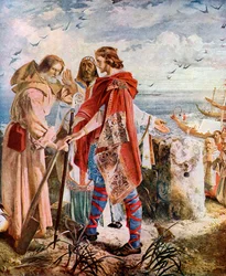 Egfrith bietet Cuthbert das Bistum Hexham an, 678, um 1920