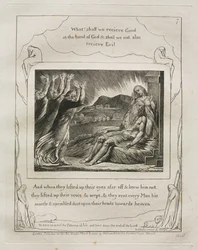 Das Buch Hiob: Pl. 7, Und als sie ihre Augen von ferne aufhoben und ihn nicht erkannten, erhoben sie ihre Stimmen und weinten