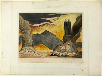 Der Kreis der Fälscher: Dante und Virgil bedecken ihre Nasen wegen des Gestanks. Inferno, Gesang XXIX