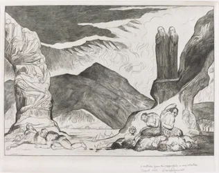 Der Kreis der Fälscher: Dante und Virgil halten sich wegen des Gestanks die Nasen zu