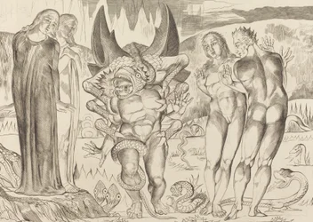 Der Kreis der Diebe, Agnolo Brunelleschi von einer sechsfingrigen Schlange angegriffen, 1827