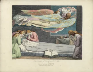 Der Tod des guten alten Mannes, Illustration aus "Das Grab" von Robert Blair, graviert von Louis Schiavonetti