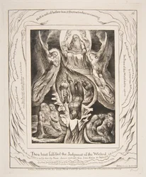 Der Fall Satans, aus Illustrationen des Buches Hiob, 1825-26