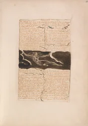 Das erste Buch von Urizen, Tafel 16, Zwei Nasenlöcher bogen sich nach unten in die Tiefe.... (Bentley 13)