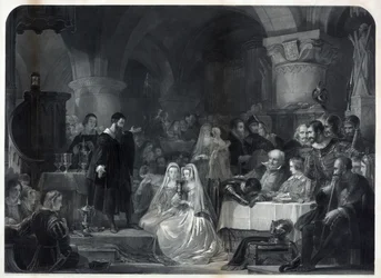John Knox, der die erste protestantische Kommunion verwaltet, veröffentlicht 1849