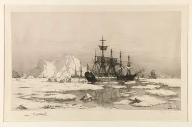 Robbenfänger in der Arktis, nach dem Gemälde: Unter den Eisfeldern, 1875