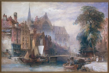 Ansicht der Nieuwe Kerk und der Nieuwezijds Voorburgwal in Amsterdam, vom Norden aus