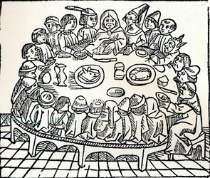 Die Canterbury-Pilger beim gemeinsamen Mahl, 1485
