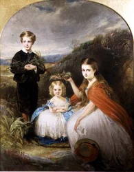 Porträt der Middleton-Kinder: Jessie Caroline (Colla) (geb.1851), Alfred Harold (geb.1857) und Alice Edith (geb.1861) 1864