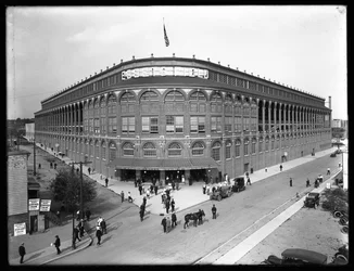 Blick aus der Vogelperspektive auf Ebbets Field, Brooklyn, 2. September 1914