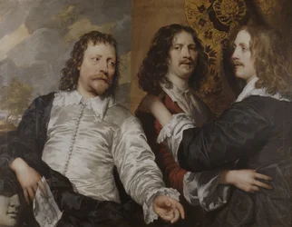 Porträt des Künstlers mit Nicholas Lanier und Sir Charles Cotterell, um 1636