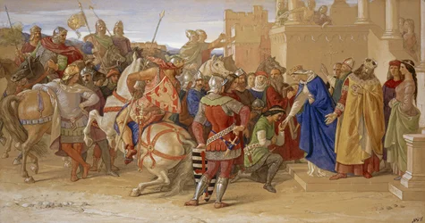 Frömmigkeit: Die Ritter der Tafelrunde vor der Abreise auf der Suche nach dem Heiligen Gral