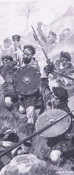 Die Highlander in der Schlacht von Killiecrankie, Illustration aus British Battles on Land and Sea, 1915
