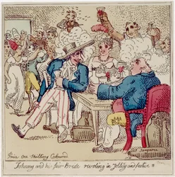 Johnny und seine schöne Braut schwelgen in Fröhlichkeit und Festlichkeit, aus 