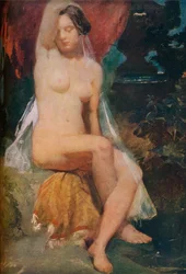 Frau an einem Brunnen, um 1840