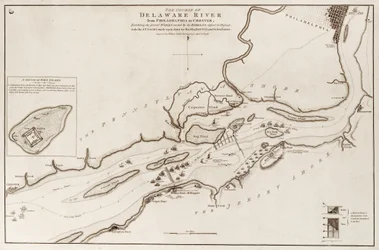 Der Verlauf des Delaware River von Philadelphia nach Chester, Nordamerika