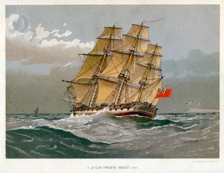 Eine königliche Marinefregatte mit 38 Kanonen