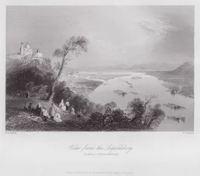 Blick vom Leopoldsberg, Blick auf Kloster Neuburg