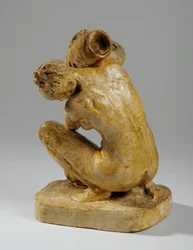Modell für eine Statuette einer Frau beim Waschen