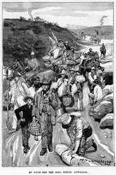 Auf dem Weg zu den Goldfeldern, Australien, 1887
