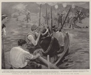 Abschied von Kreta, griechische Freiwillige feuern ein Freudenfeuer beim Verlassen der Insel