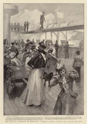 Der Geburtstag der Königin in der Marine, Abfeuern eines königlichen Salut auf einem Barbette-Schiff