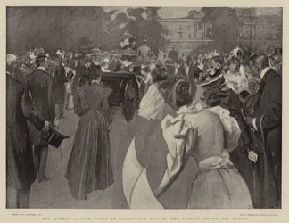 Die Gartenparty der Königin im Buckingham Palace, Ihre Majestät unter ihren Gästen