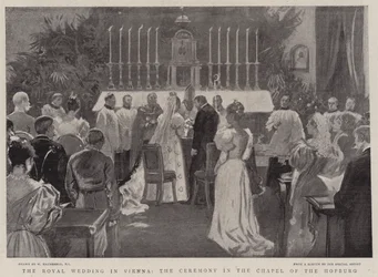 Die königliche Hochzeit in Wien, die Zeremonie in der Kapelle der Hofburg