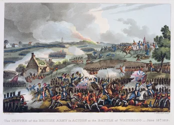 Das Zentrum der britischen Armee in Aktion bei der Schlacht von Waterloo, 18. Juni 1815, aus 