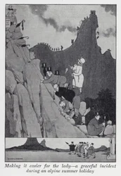 Es der Dame leichter machen, ein anmutiger Vorfall während eines alpinen Sommerurlaubs (Lithografie)