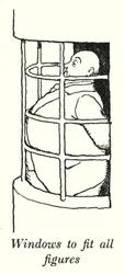 Fenster, die zu allen Figuren passen (Lithografie)